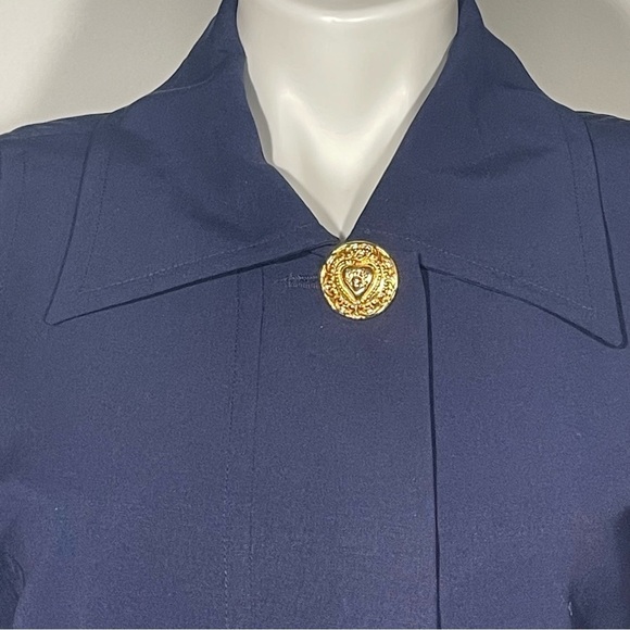 Christian Lacroix Women's Blazer blue wool gold top button size 8 Italy jacket - Picture 6 of 13